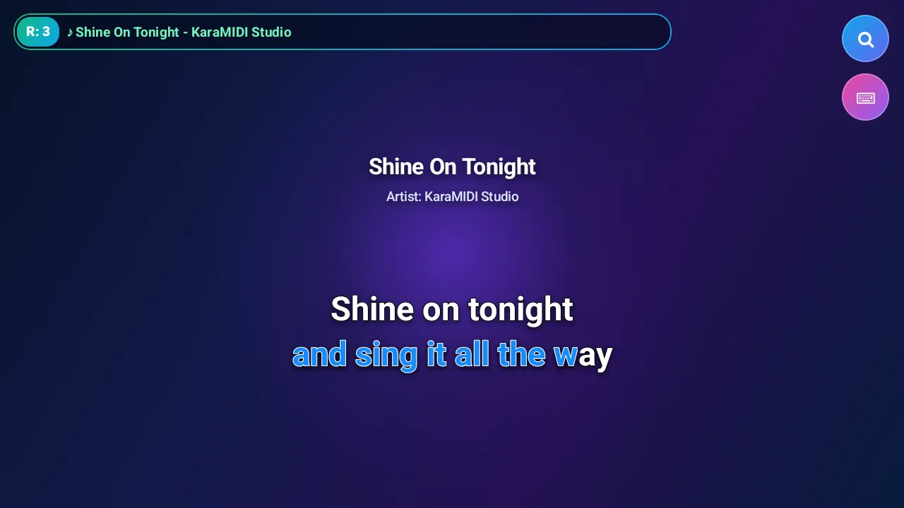 Lyrics on the TV with the sung words highlighted in pink